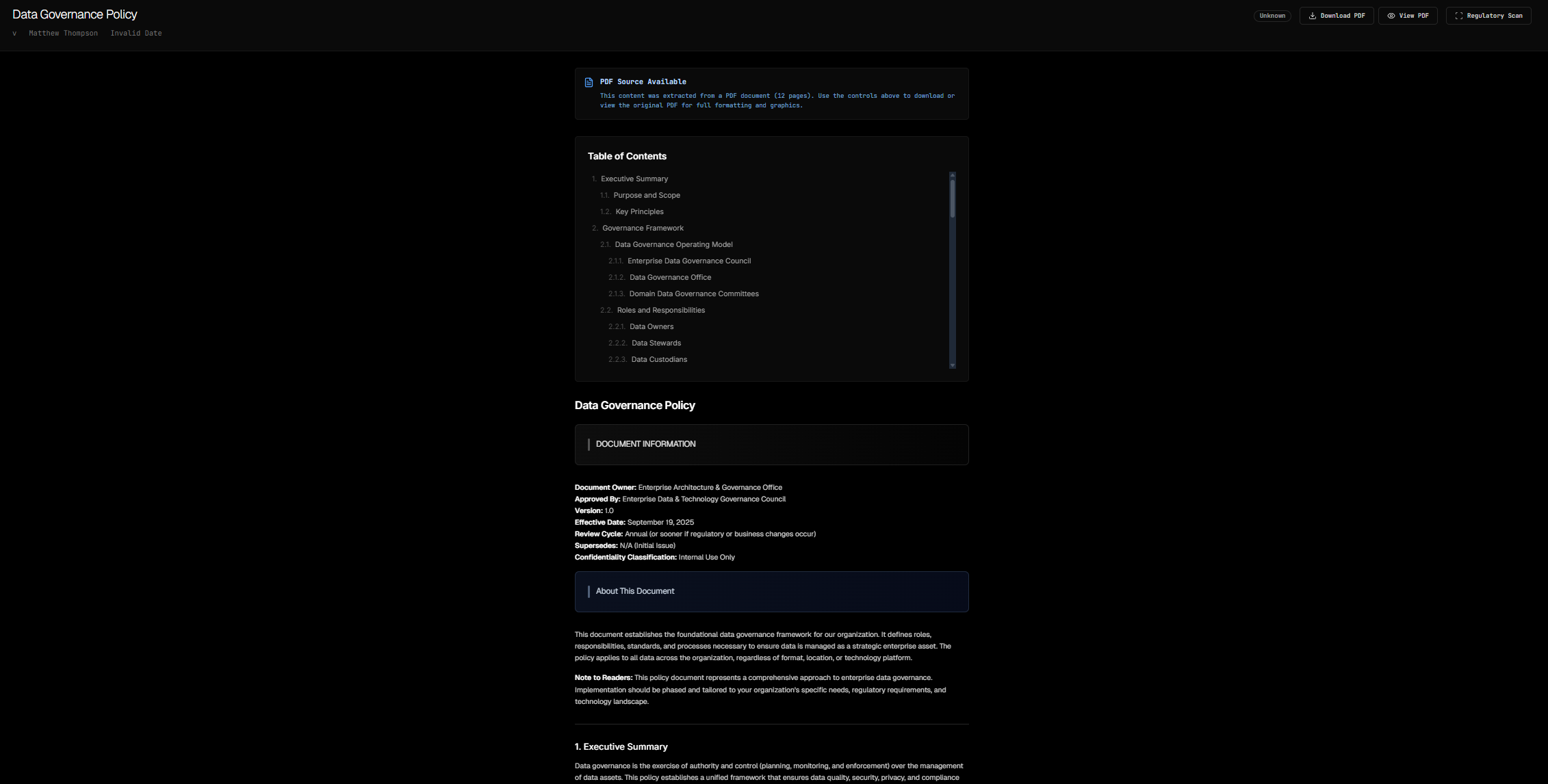 Enterprise Governance Portal preview - Preview 4